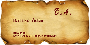 Balikó Ádám névjegykártya